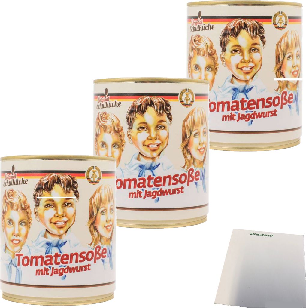 Original Schulküche Tomatensoße mit Jagdwurst 3er Pack (3x350g Dose) + usy Block