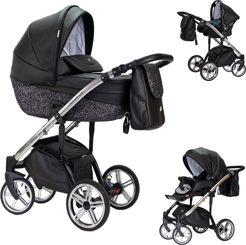 Kinderwagen-Set Vip Lux 4 in 1 inkl. Sportsitz, Autositz und umfangreichem Zubehör in Farbe Prince - in 21 Farben erhältlich