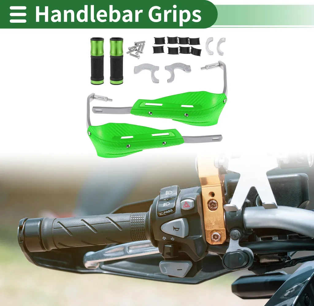 Kit Poignées Moto pour Guidon 22mm Confort de Conduite et Look Vert Alu