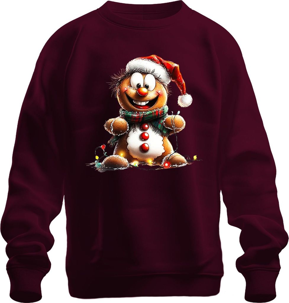 Lebkuchenmann Weihnachten lustig Geschenk fröhlich Schal Retro Uni Sweatshirt Pullover, Burgundy, 3XL