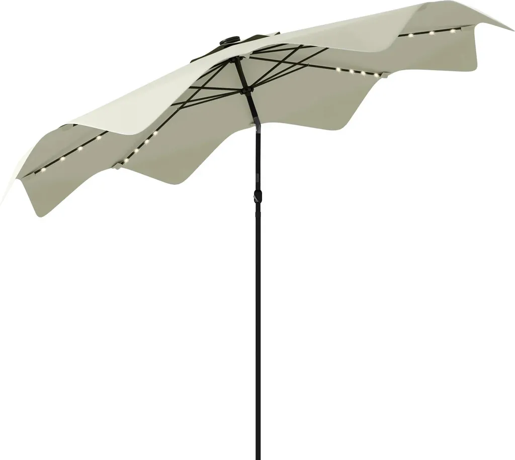 Parasol de jardin 32 LED solaires ivoire structure aluminium robuste