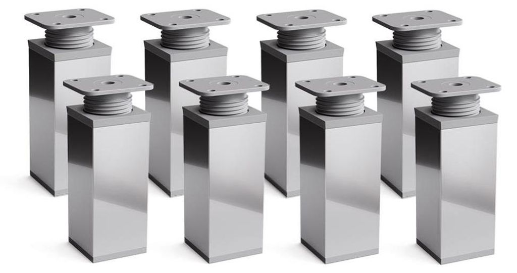 8er Set sossai moderne Möbelfüße in Chrom 60mm Produktbild 