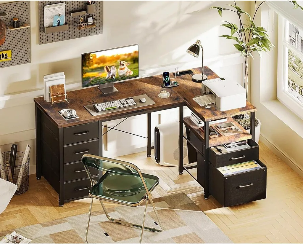 Bureau d'angle 140x70cm : fini les câbles emmêlés avec le port USB