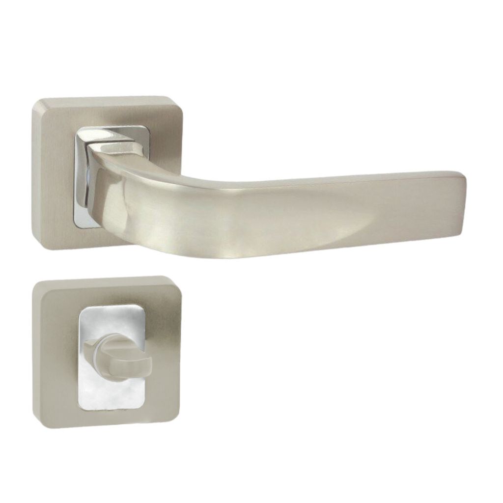 DOMINO Türgriff Drückergarnitur WC - Badezimmer Set | quadratische Rosette | für Badezimmertüren | Set WC - Rosetten-Garnitur | Türbeschläge ...