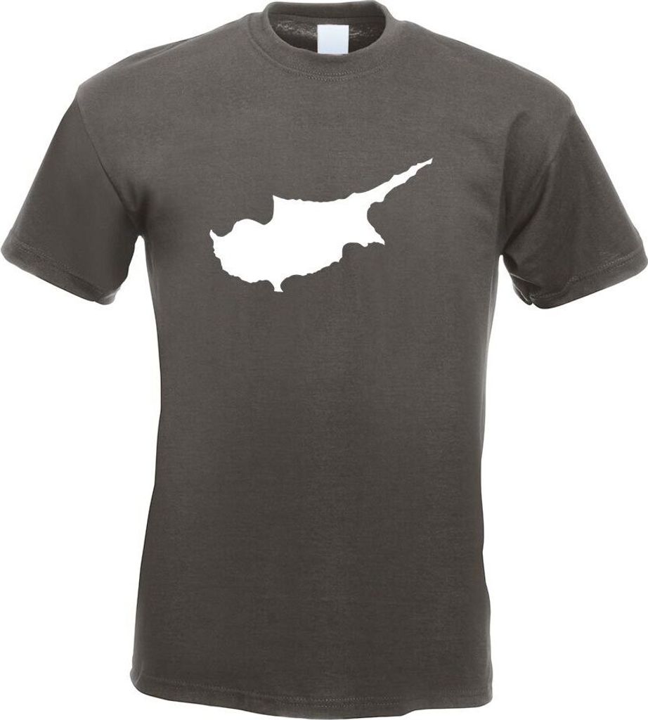 Kiwistar - T-Shirt - Graphit - Zypern Umriss Kontur Herren Funshirt Bedruckt Design Sprüche Spruch Motive - mit Motiv Bedruckt - Funshirt Design -...