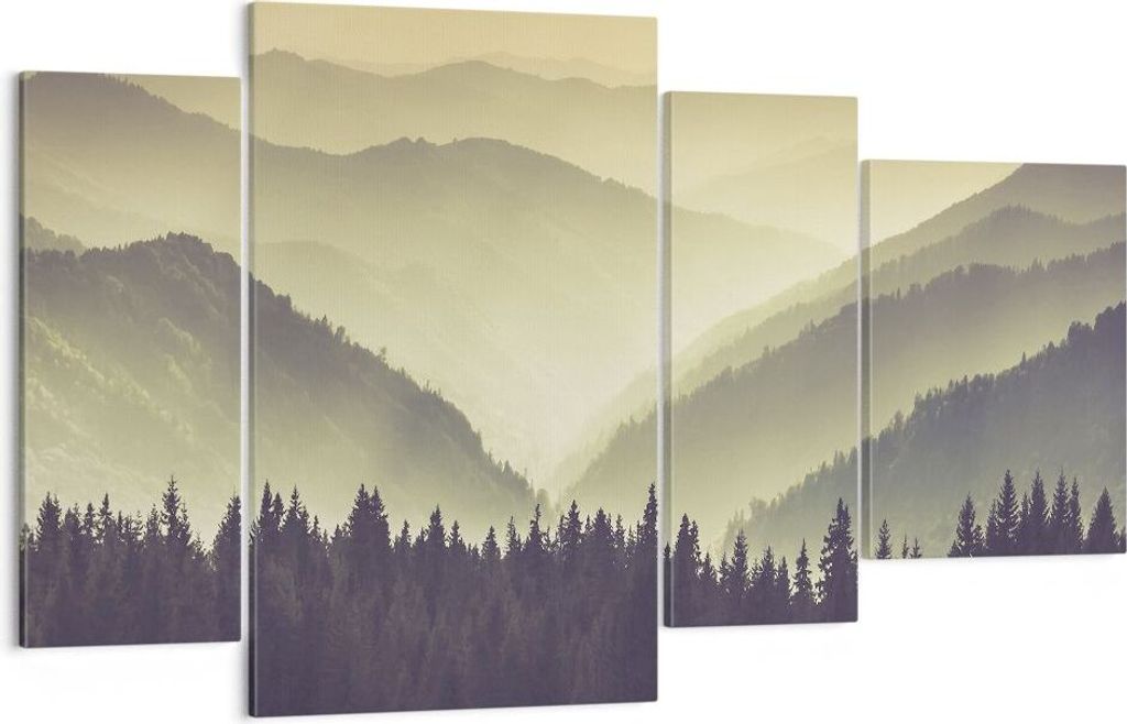 Bild auf Leinwand - Leinwandbild - Berge Wald Natur - 120x70cm - Wand Bild - Wanddeko - Wandbilder - Leinwanddruck - Bilder - Kunstdruck - Wanddeko...