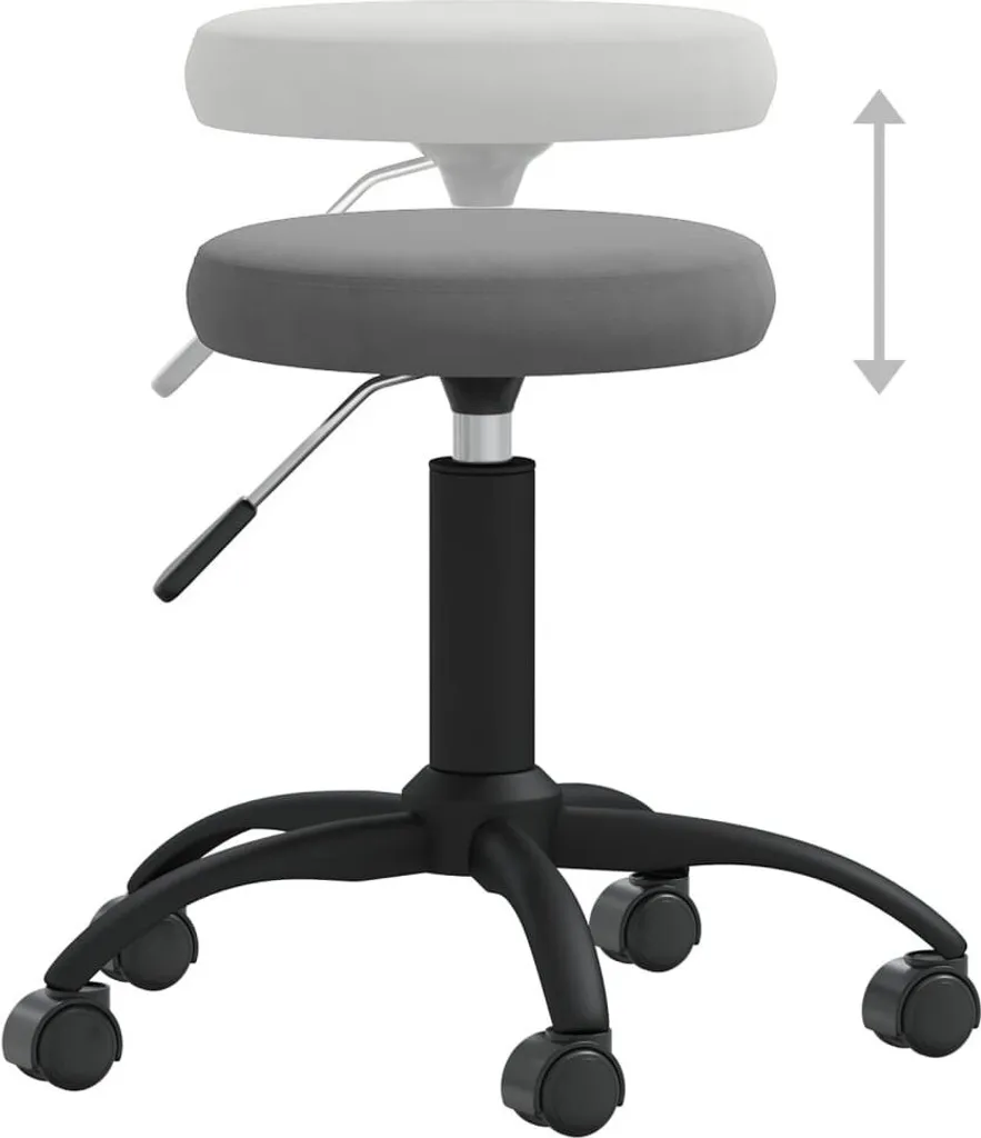 Chaise de bureau pivotante velours gris foncé avec hauteur ajustable