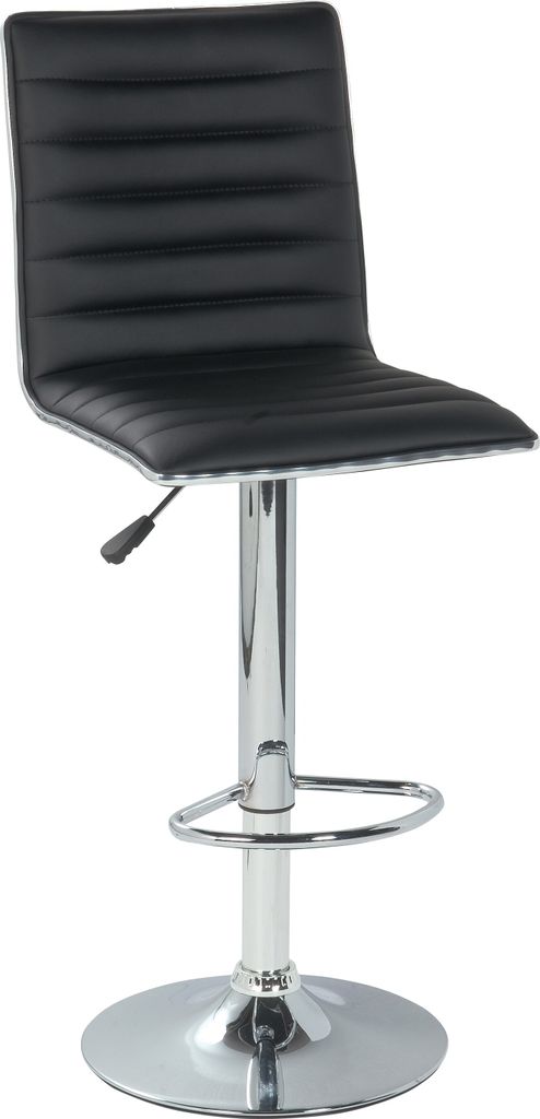 Barhocker Hocker 2er Set - ARLIN - Kunstleder Schwarz - verchromt