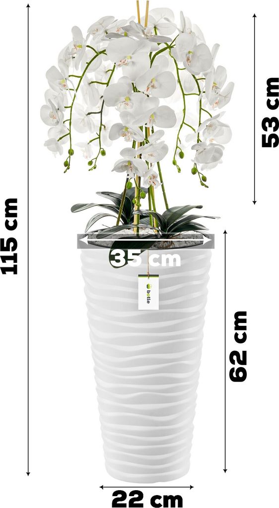 Knstliche Orchidee Kaskaden Blumenstrau Wei H 115 cm