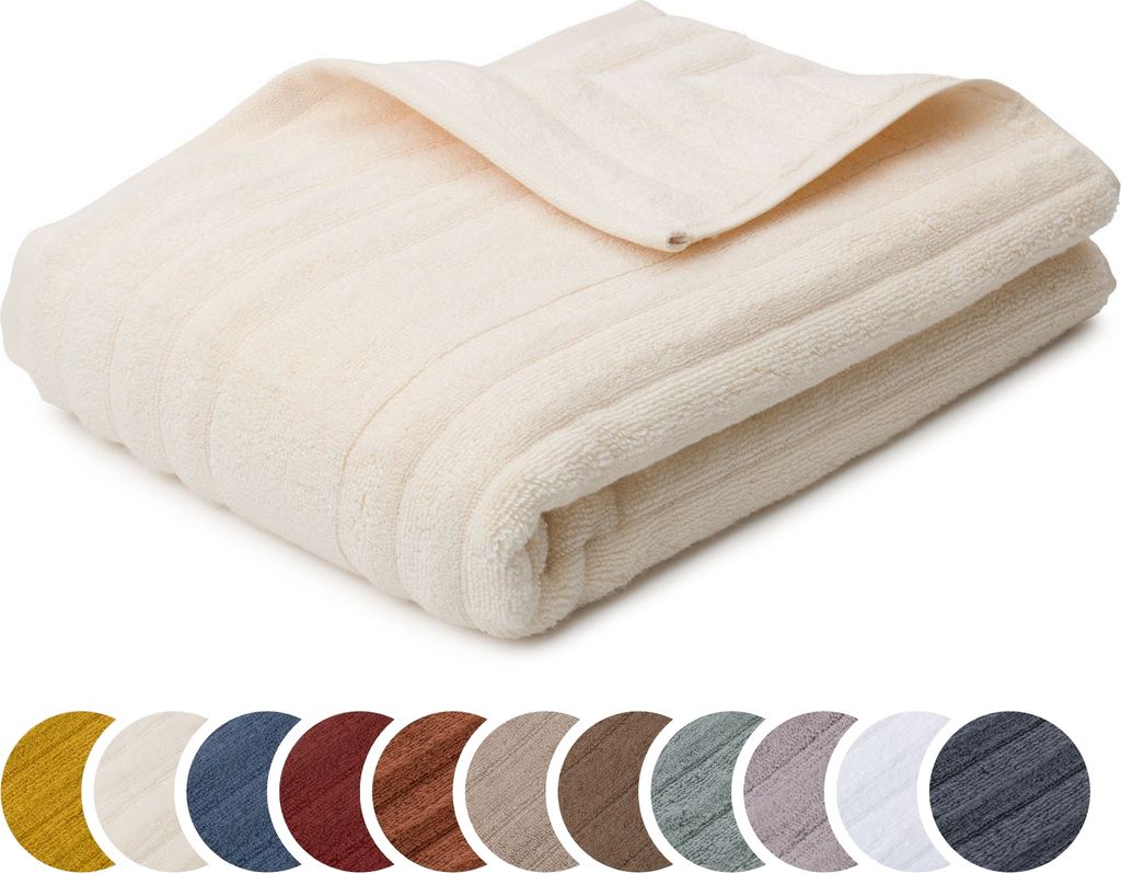 sleepling liebling Duschtuch Luxus Bio Baumwolle, Serie Marseille, 770 gr. / m², 70 x 140 cm, , saugstark, schnelltrocknend, creme