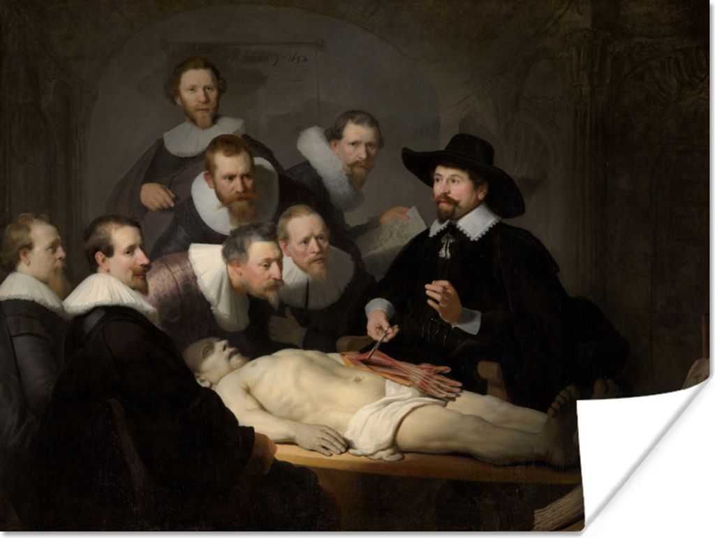 MuchoWow Poster Die Anatomiestunde von Dr. Nicolaes Tulp - Gemälde von Rembrandt van Rijn 160x120 cm - Foto Plakat