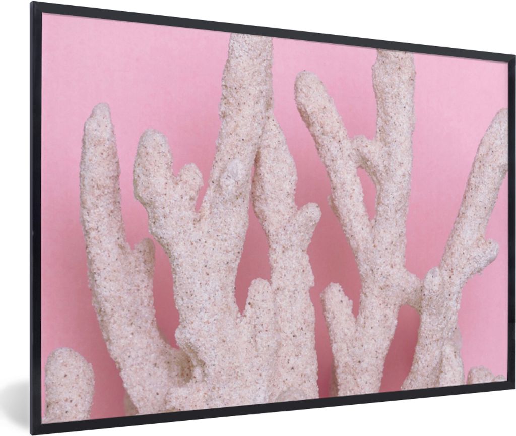 MuchoWow Gerahmtes Poster Koralle - Rosa - Sommer 30x20 cm - Poster mit Schwarzem Bilderrahmen Wandposter Rahmen Foto Bilder - Kunstdruck - Bild-...