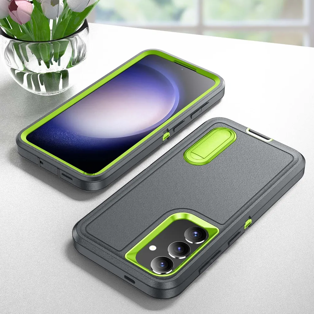 Custodia per Samsung Galaxy S25 ibrida a tre strati antiurto protettiva con supporto Grigio - 2
