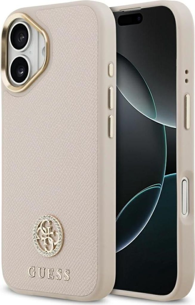 Guess Grained Strass Logo MagSafe Hülle für iPhone 17 rosa