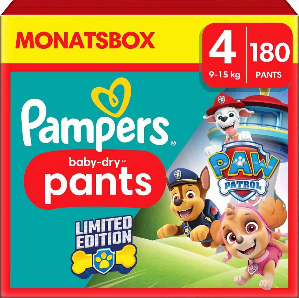 Pampers Baby Dry Pants Gr. 4 (9-15 kg) 180 St. Paw Patrol Produktbild 