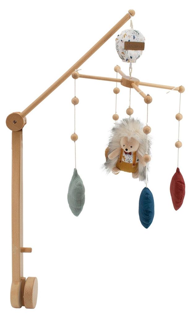 Musikalisches Baby-Mobile aus Holz und Stoff