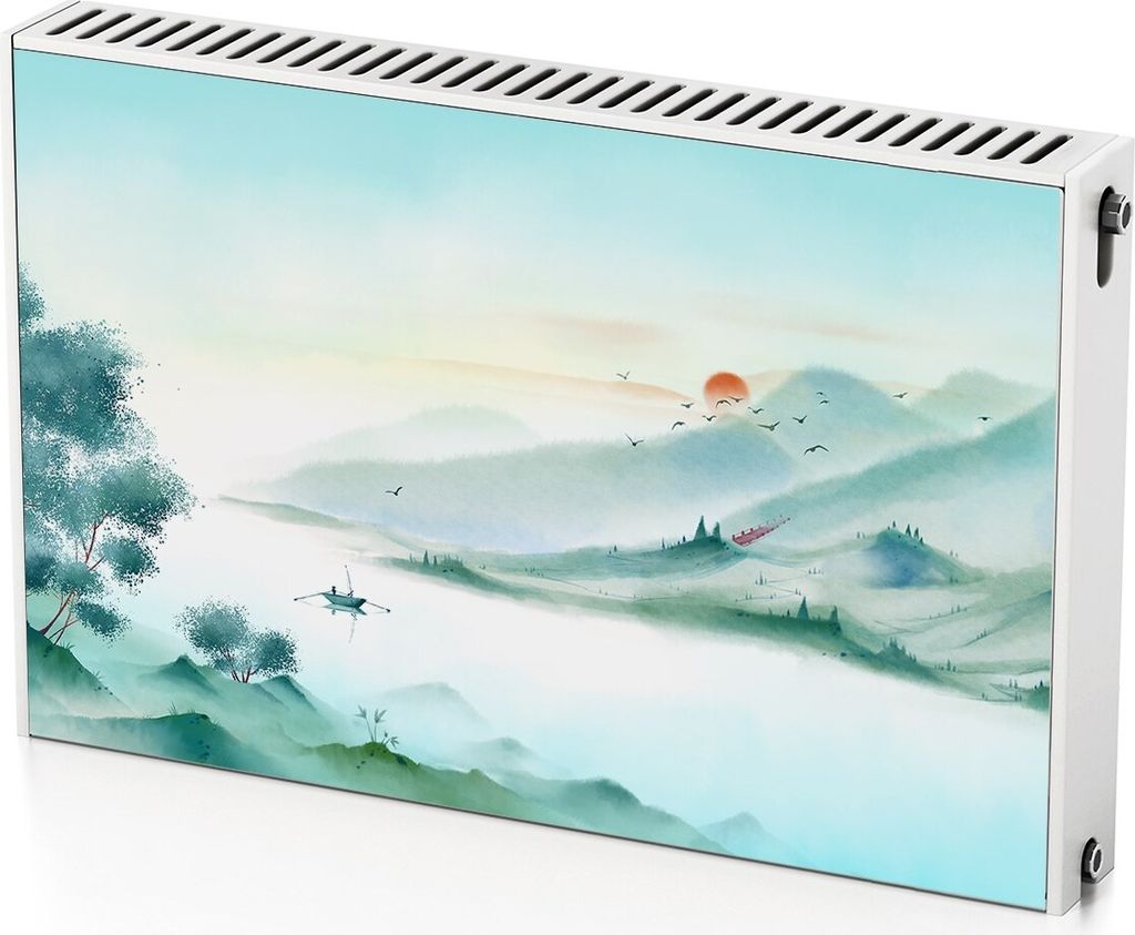 Seenlandschaft – Magnetische Heizkörperabdeckung – 90x60 cm – Magnet Heizkörperabdeckung – 3D Würfel – Heizkörperverkleidung – Magn...