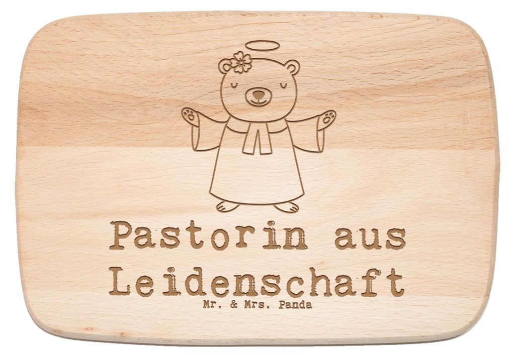Mr. & Mrs. Panda Holzschneidebrett Pastorin Leidenschaft - Transparent - Geschenk, Frühstücksbrettchen, Lustig, massivholzbrett, Schneidebrett, S...