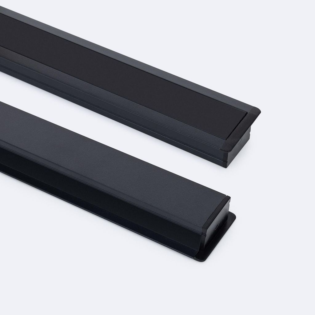 Aluminiumprofil Einbau für LED Streifen bis 25 mm Schwarz 2 m Schwarz transluzent