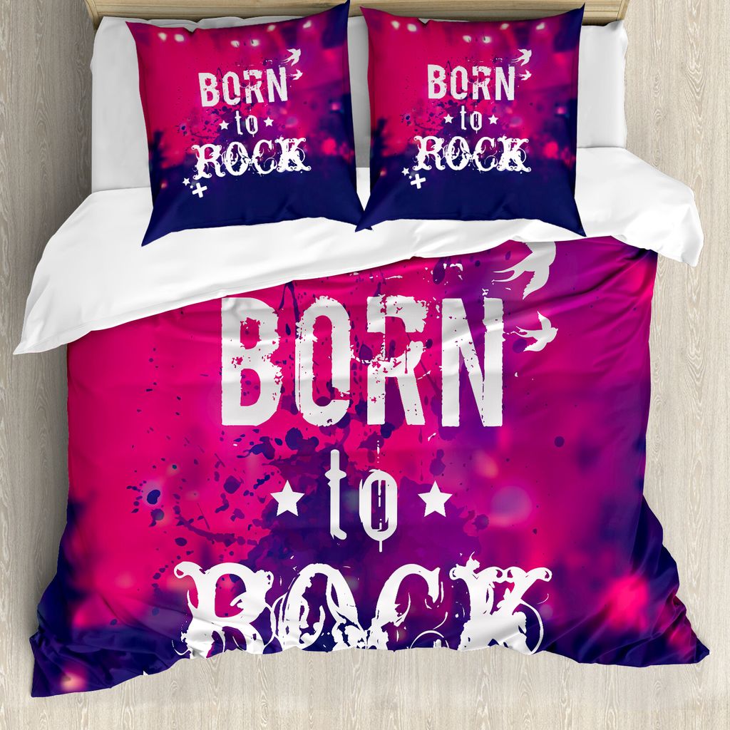 ABAKUHAUS Popstar-Party Bettbezug, Konzertbühne, Milbensicher Allergiker geeignet mit Kissenbezügen, 200 cm x 200 cm - 80 x 80 cm, Pink Lila