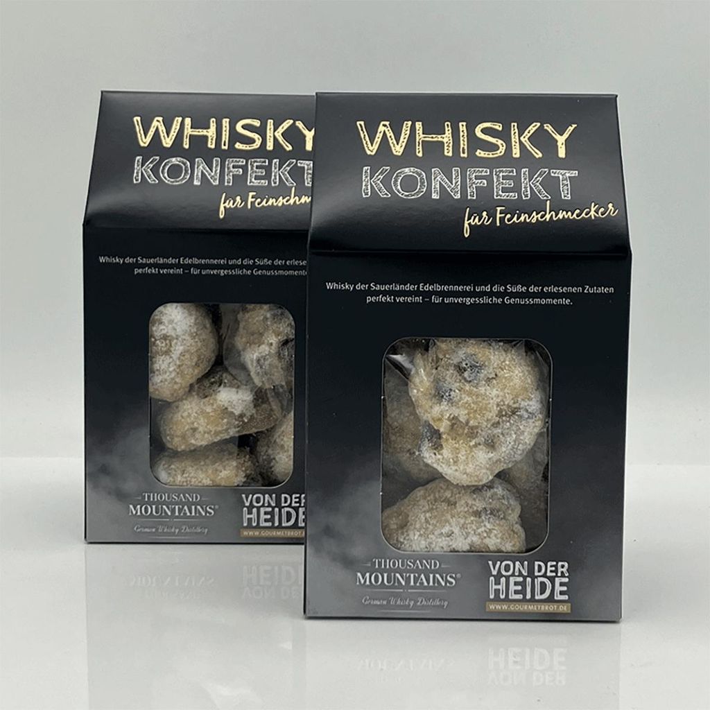 Konfekt mit Thousand Mountains Whisky. Produktbild 