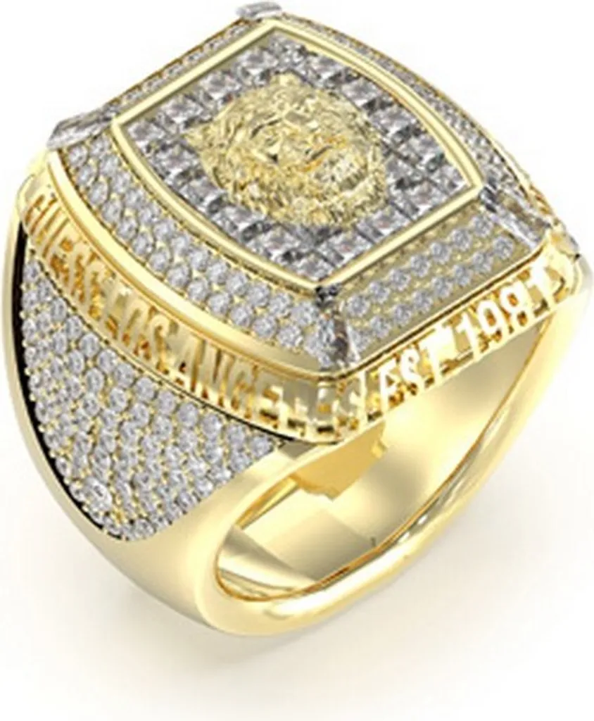 Anello Guess Lion King JUMR05002JWYG64 Oro | Eleganza Maschile Acciaio