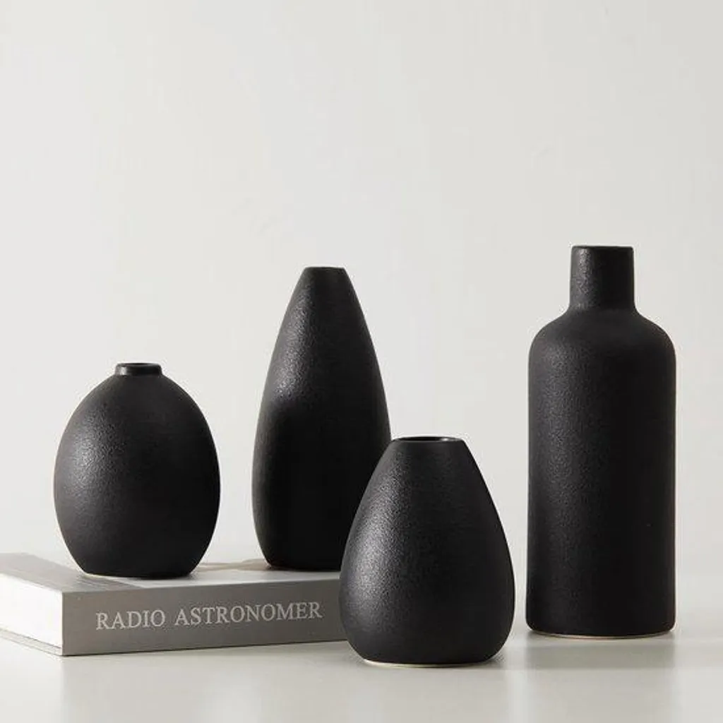 Vase en céramique noire lot de 4 - Soliflores design pour salon chic