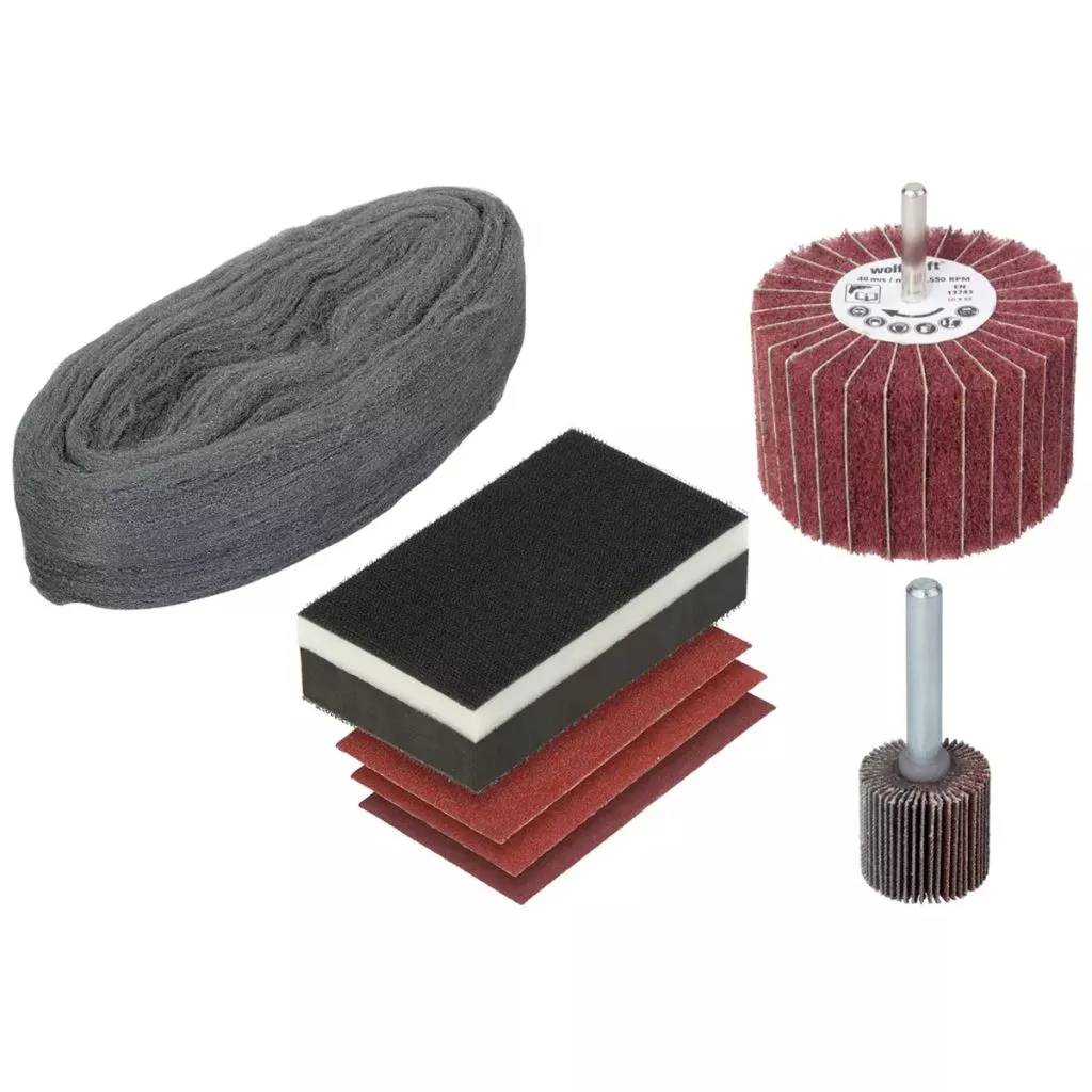 Set de Ponçage et Lustrage Bois Wolfcraft avec 7 Accessoires Universels