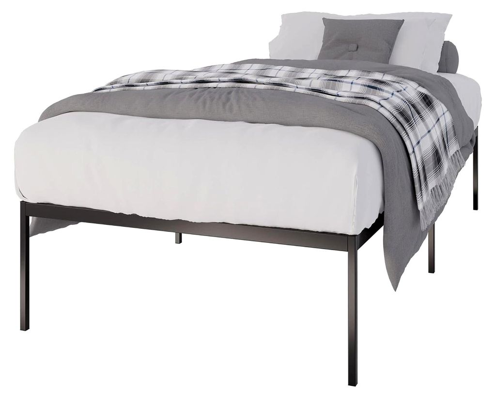 Metallbett Fargo mit Lattenrost, stabiles Bettgestell mit Stauraum, Farbe: schwarz, Größe: 200x100x42 cm