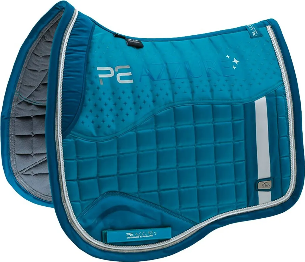 Tapis de Selle Dressage Azzure Satiné Bleu Full Anti-Dérapant Sport