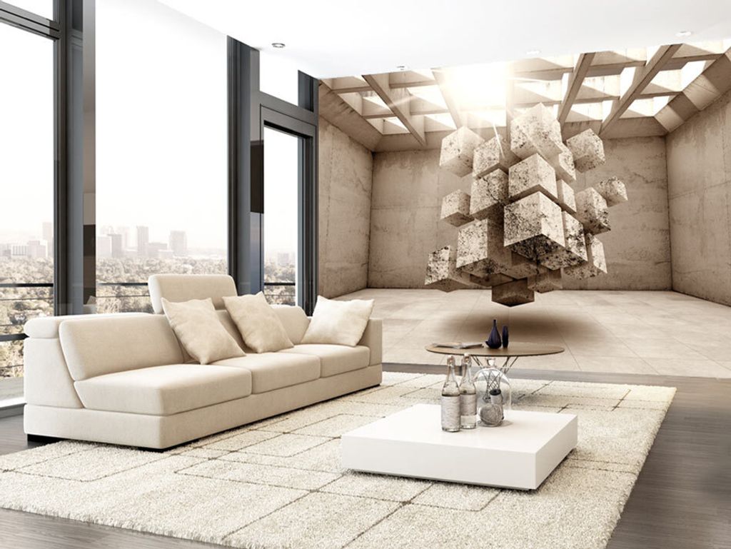 Vlies Fototapete 350x256 cm Tapeten Wandtapete XXL Beton Abstrakt 3D optisch a-A-0181-a-d