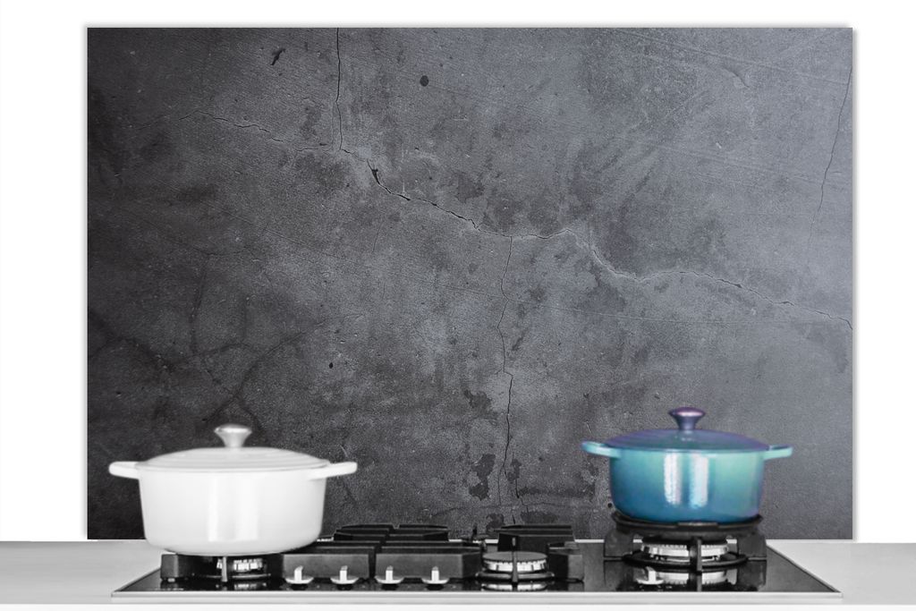 KitchenYeah Spritzschutz Küche - Küchenrückwand - Wandschutz für Herd und Spüle - Industriell - Beton - Grau - Schiefer - Retro 120x80 - Alu...
