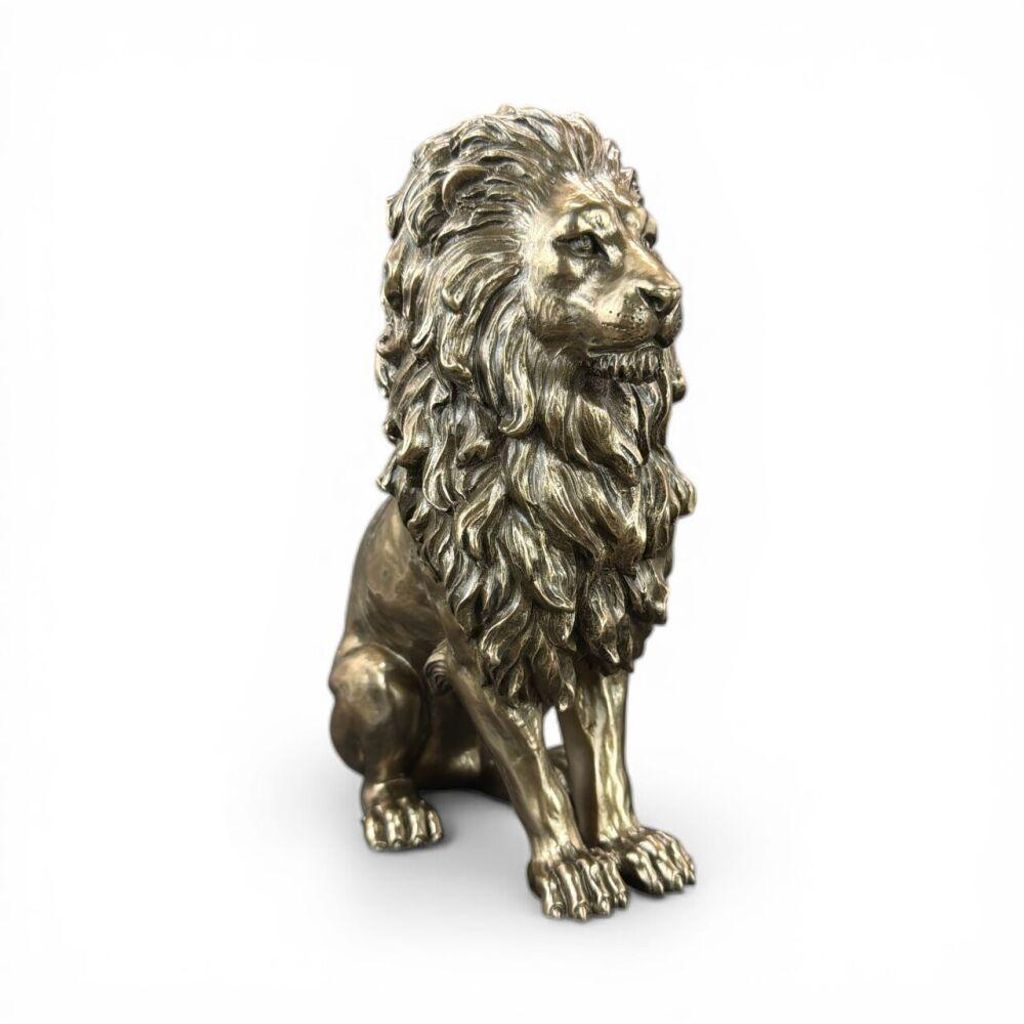 Löwe Figur sitzend – Veronese König Löwe Statue Bronze Optik handbemalt Skulptur Dekoration Wohnzimmer Büro Geschenkidee Premium WU78366A1
