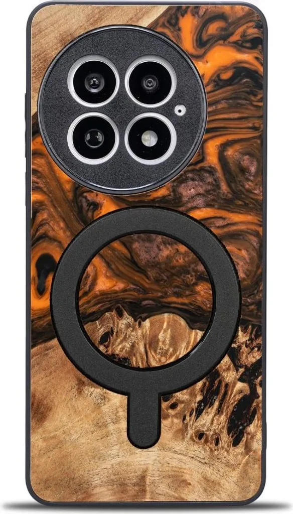 Étui OnePlus 13 pour Charge Sans Fil MagSafe - Coque Bois Bewood Orange Pro