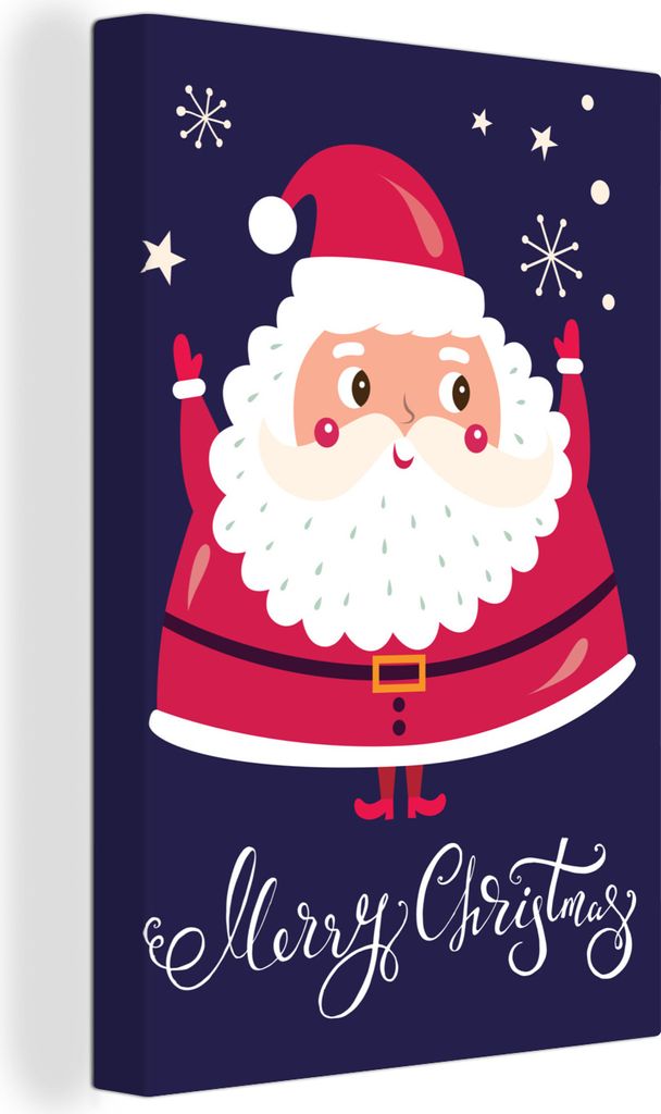 MuchoWow - Leinwandbilder - Weihnachtsmann - Weihnachten - Zitate - Frohe Weihnachten - Schnee, Wandbild, Wanddeko Bilder Wohnzimmer, 20x30 cm