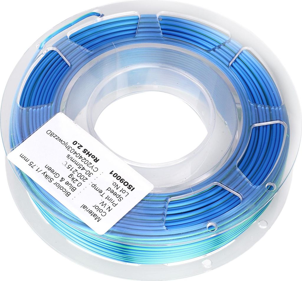 1.75mm 3D Drucker PLA Filament Zweifarbig Blau Grün 3D Druck Verbrauchsmaterial 200g