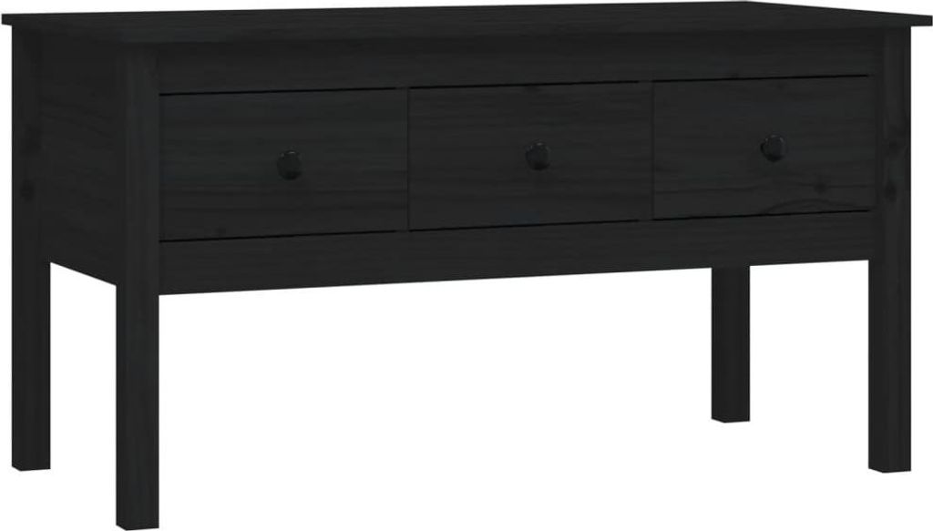 vidaXL Couchtisch Schwarz 102x49x55 cm Massivholz Kiefer