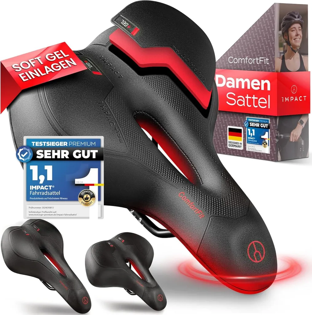 Selle de vélo ergonomique Impact ComfortFit avec rembourrage en gel