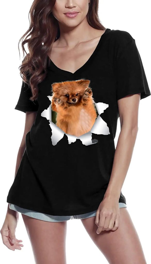 Damen Grafik T-Shirt V-Ausschnitt Deutscher Spitz - für Hundeliebhaber – German Spitz - For Dog Lovers – Öko-Verantwortlich Vintage Jahrgang ...