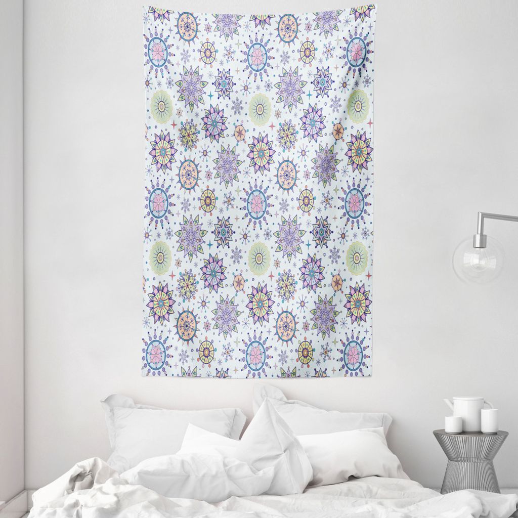 ABAKUHAUS Winter Wandteppich und Tagesdecke, Pastellblumen Blizzard aus Weiches Mikrofaser Stoff Waschbar ohne Verblassen Digitaldruck, 140 x 230 c...