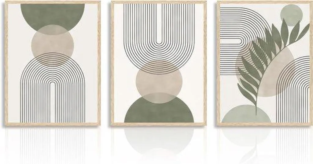 Posters scandinaves vert saule et beige lot de 3 impressions mat