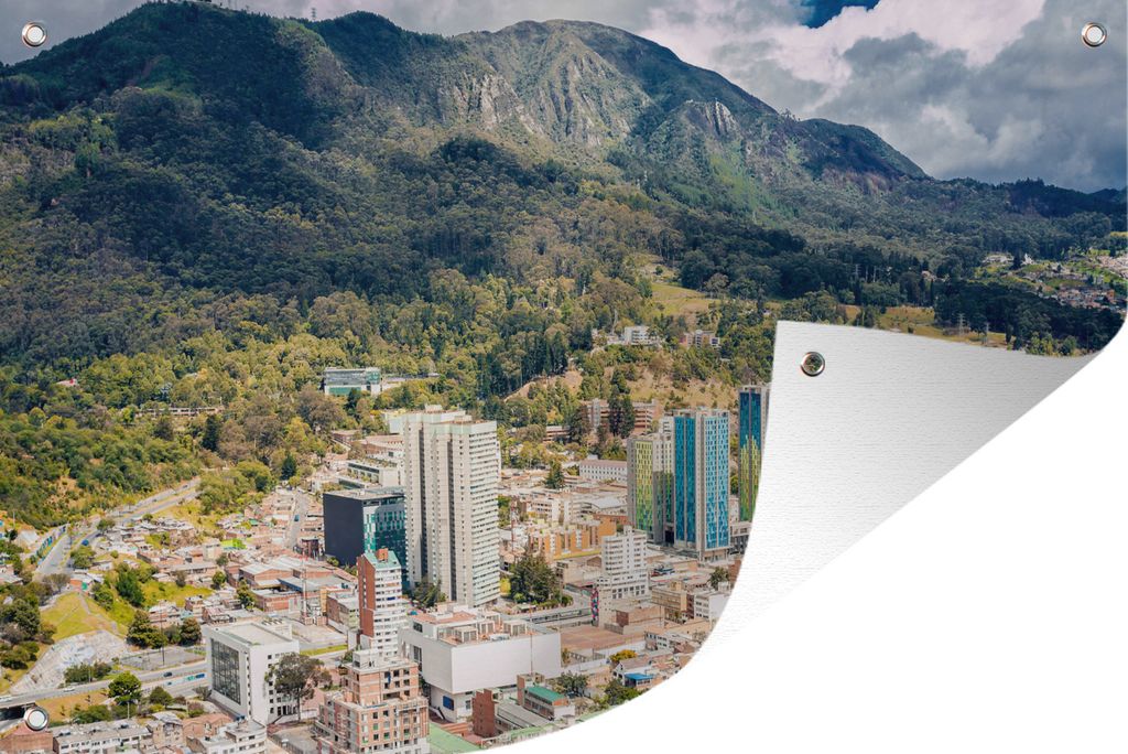 MuchoWow 60x40 cm Outdoor-Poster Gartendeko Sichtschutz Garten Poster für den Garten Die Sonne scheint auf die Berge hinter der kolumbianischen ...