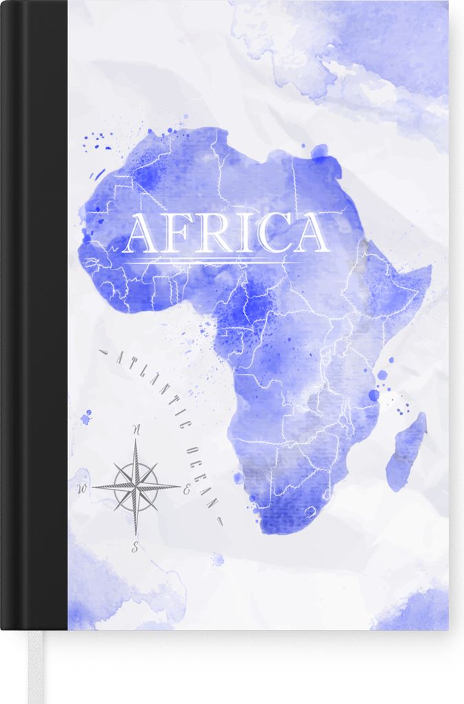 MuchoWow Notizbuch Tagebuch Haushaltsbuch Notebook A5 Weltkarten - Wasserfarben - Blau - Notizblock - Notizheft - Notebook - Schreibblock - Papier