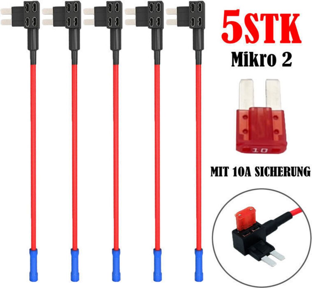 5 Stk KFZ Mini Stromdieb Autosicherungen Steck Sicherung Verteiler Stromabgreifer
