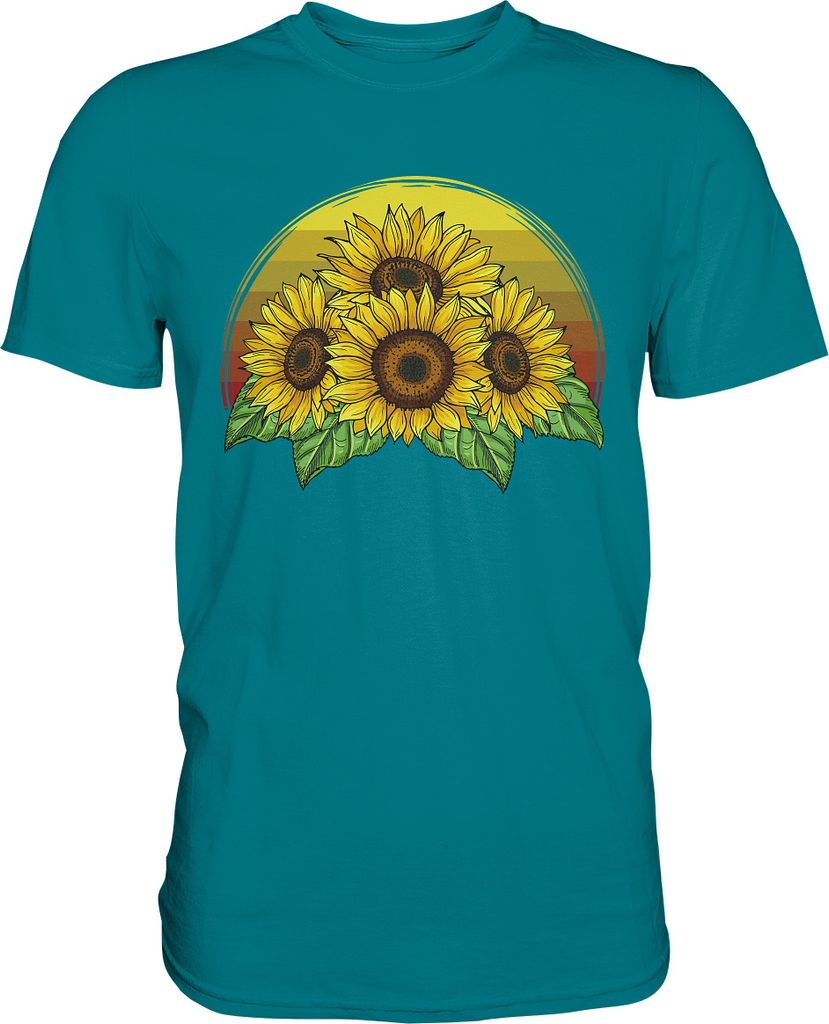 Retro Sonnenblumen T-Shirt Gärtner Geschenk – Diva Blue / Produktbild 