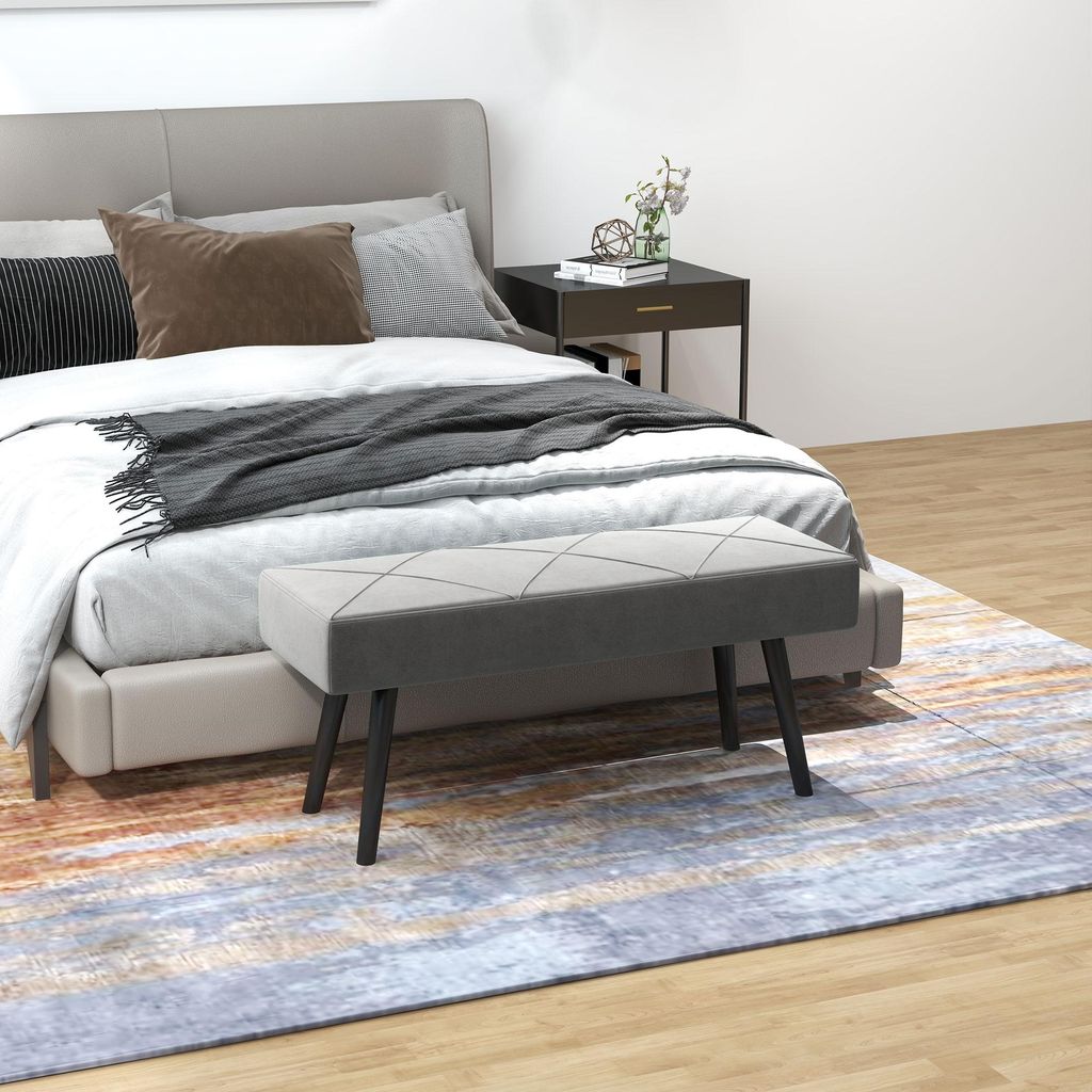 Ławka HOMCOM Velvet tapicerowana, stolik nocny z nogami w Zdjęcie produktu 