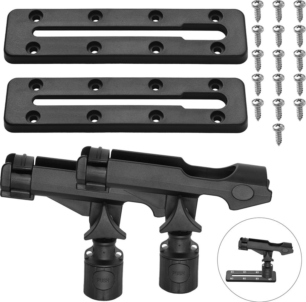 Angelrutenhalter, verstellbarer Angelrutenhalter mit Kunststoff-Kajakschiene, Kajak-Montageschiene