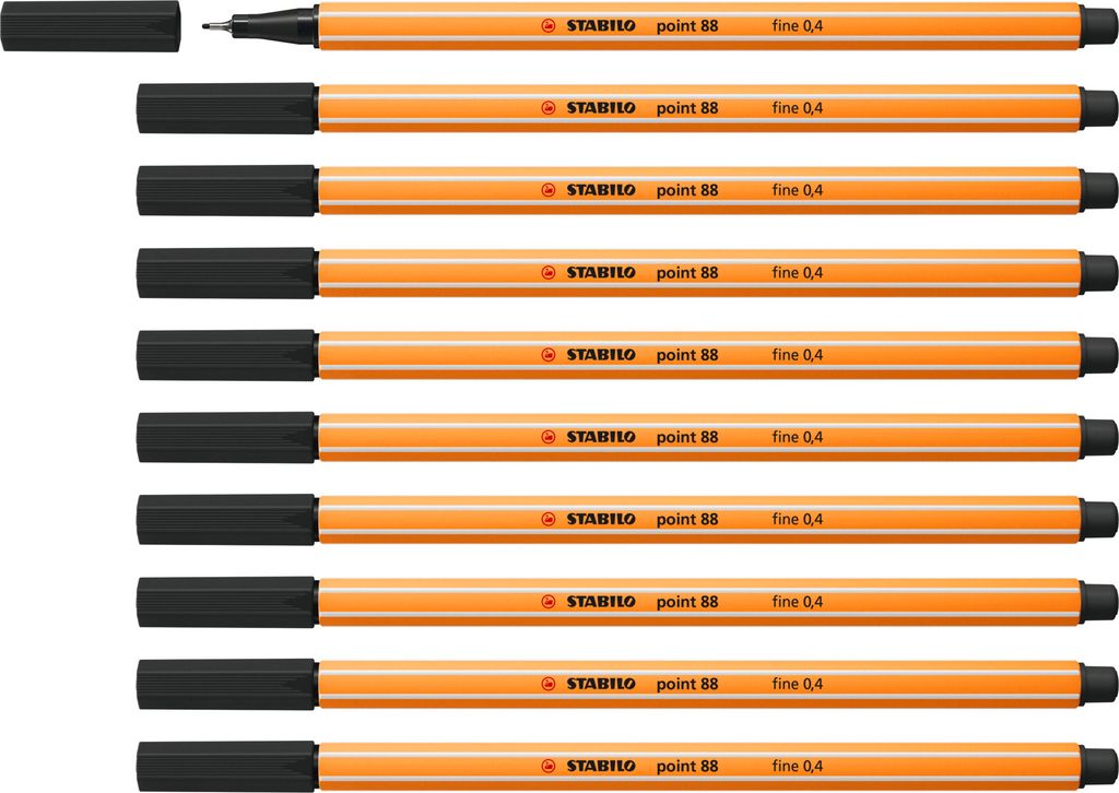 Fineliner - STABILO point 88 - 10er Pack - schwarz Produktbild 