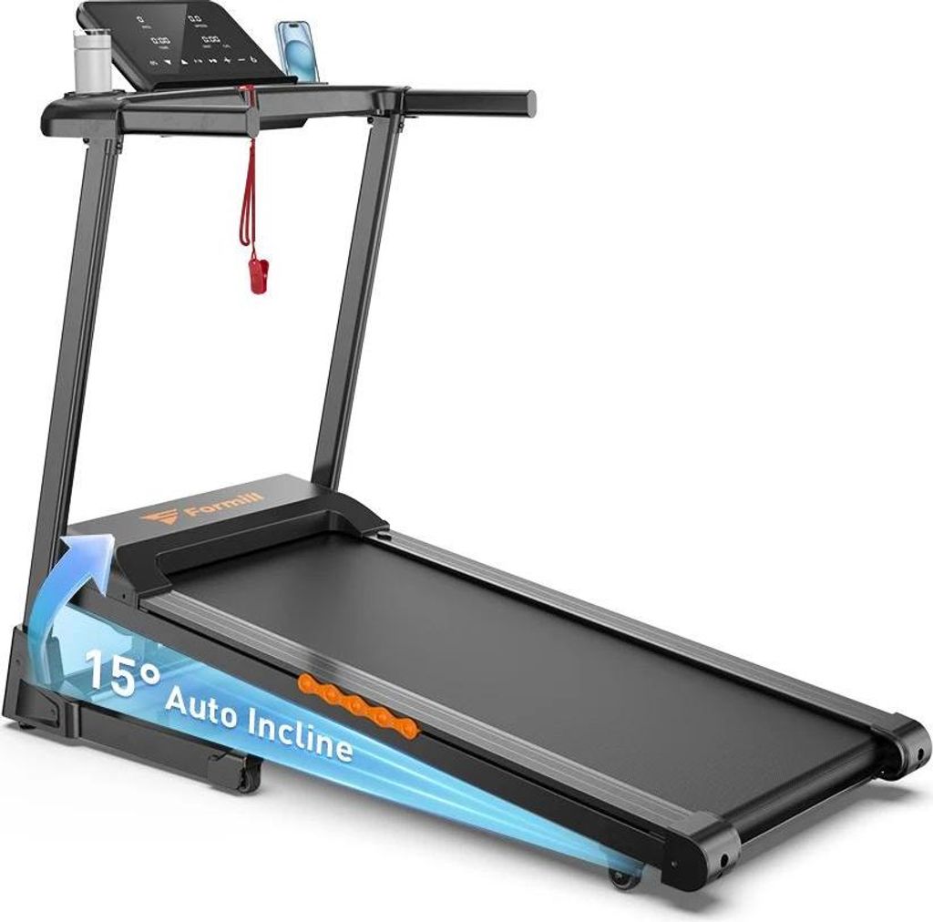 Laufband - FT61 - Klappbar - Verstellbare Steigung - 3,0 PS-Motor - 1–13,5 km/h - Lauffläche 108×38 cm - Max. Belastung 136 kg - Schwarz
