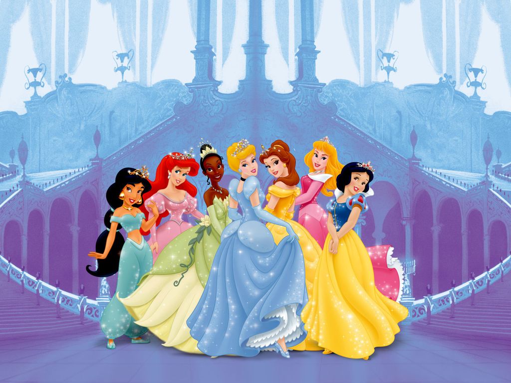 Carta da parati Disney Principesse blu, rosa e viola - Immagine del prodotto 